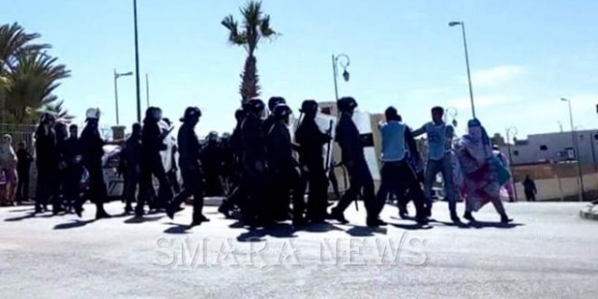 قوات الاحتلال المغربية تتدخل بعنف ضد متظاهرين بالمناطق المحتلة